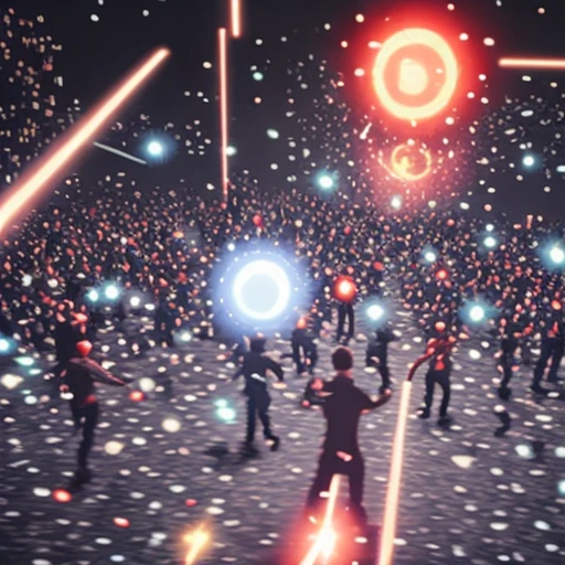 a crowd running toward a glowing hole, 3d mobile game render, soft lighting, mobile game ad